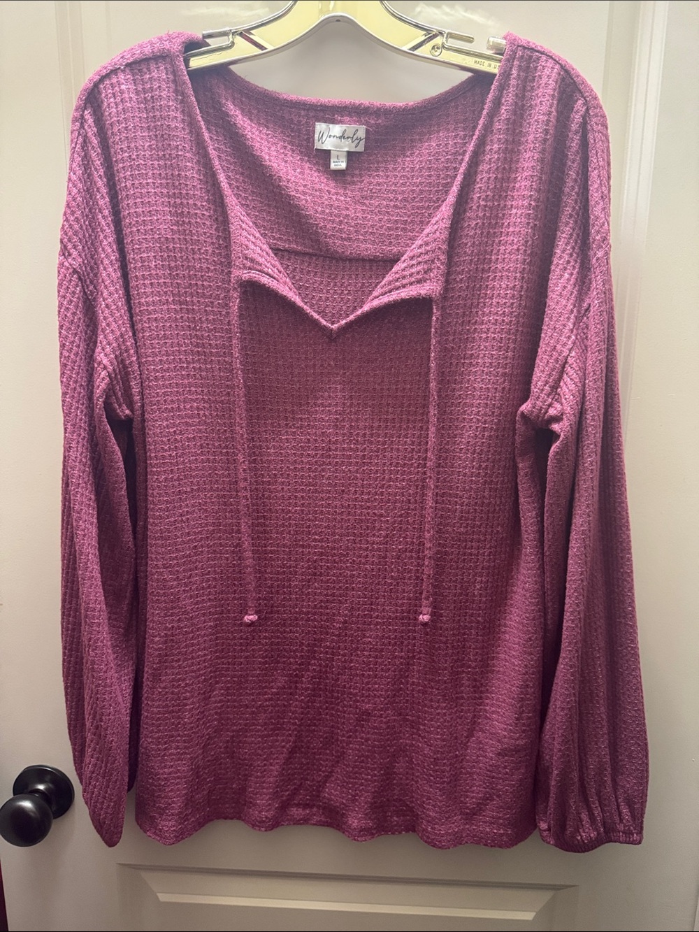 Wonderly Waffle Knit Hoodie - Plum